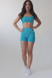 Top sportivo con spalline larghe calipso a costine blu capri