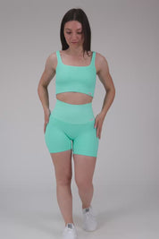 Shorts sportivi con tecnologia FIR push up con arricciatura a bolle