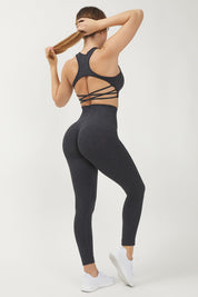 Leggings sportivi con tecnologia FIR push up con arricciatura mélange Pulsar Antracite - FGM04 - LEGGINGS ANTICELLULITE - fgm04