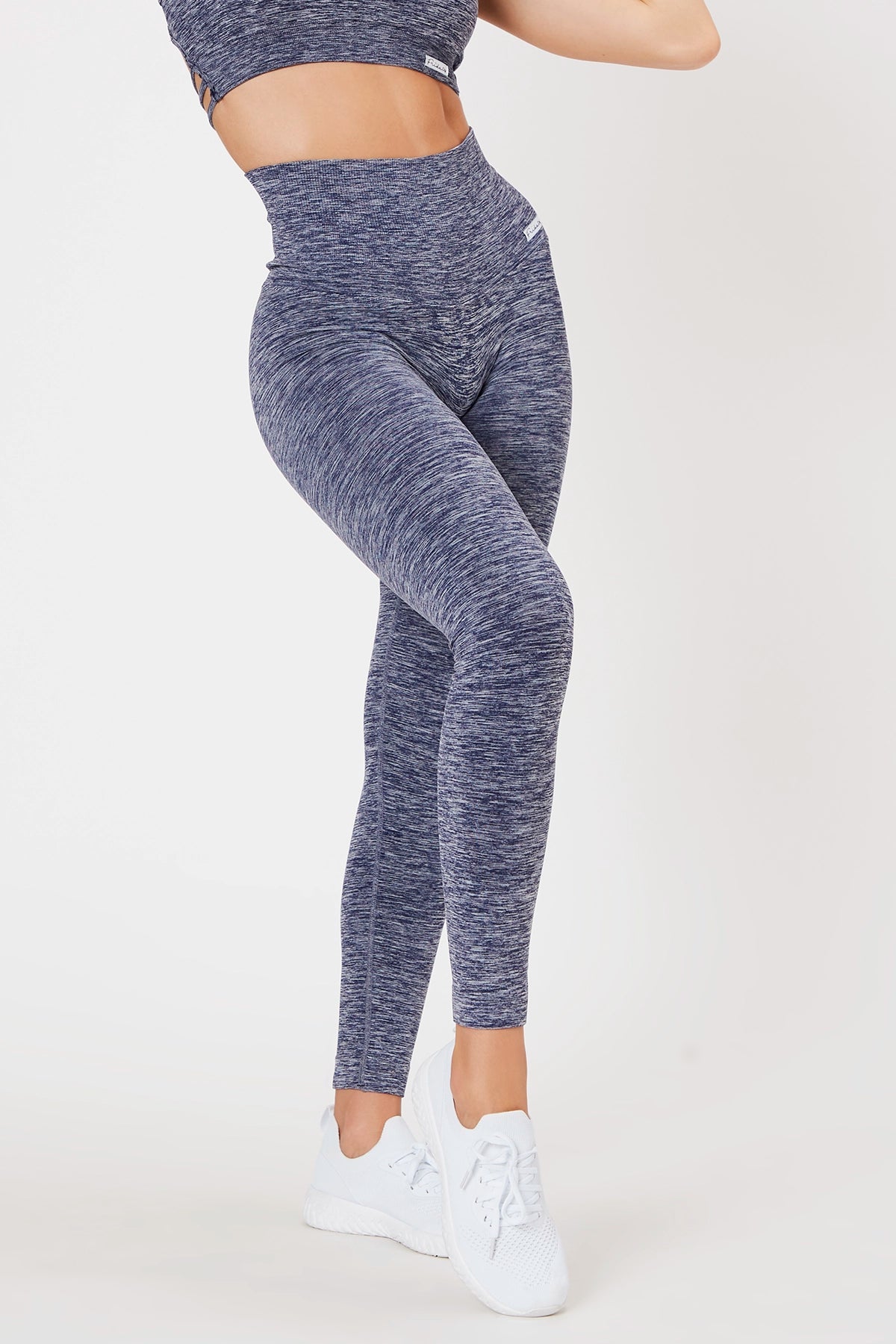 Leggings sportivi con tecnologia FIR push up con arricciatura mélange Pulsar Blu Notte - FGM04 - LEGGINGS ANTICELLULITE - fgm04
