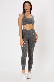 Leggings sportivi con tecnologia FIR push up con arricciatura mélange Pulsar Nero - FGM04 - LEGGINGS ANTICELLULITE - fgm04