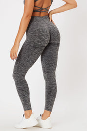 Leggings sportivi con tecnologia FIR push up con arricciatura mélange Pulsar Nero - FGM04 - LEGGINGS ANTICELLULITE - fgm04