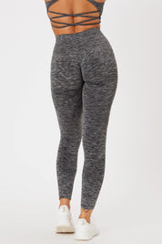 Leggings sportivi con tecnologia FIR push up con arricciatura mélange Pulsar Nero - FGM04 - LEGGINGS ANTICELLULITE - fgm04