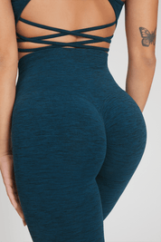Leggings sportivi con tecnologia FIR push up con arricciatura mélange Pulsar Blu Petrolio - FGM04 - LEGGINGS ANTICELLULITE - fgm04