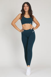 Leggings sportivi con tecnologia FIR push up con arricciatura mélange Pulsar Blu Petrolio - FGM04 - LEGGINGS ANTICELLULITE - fgm04