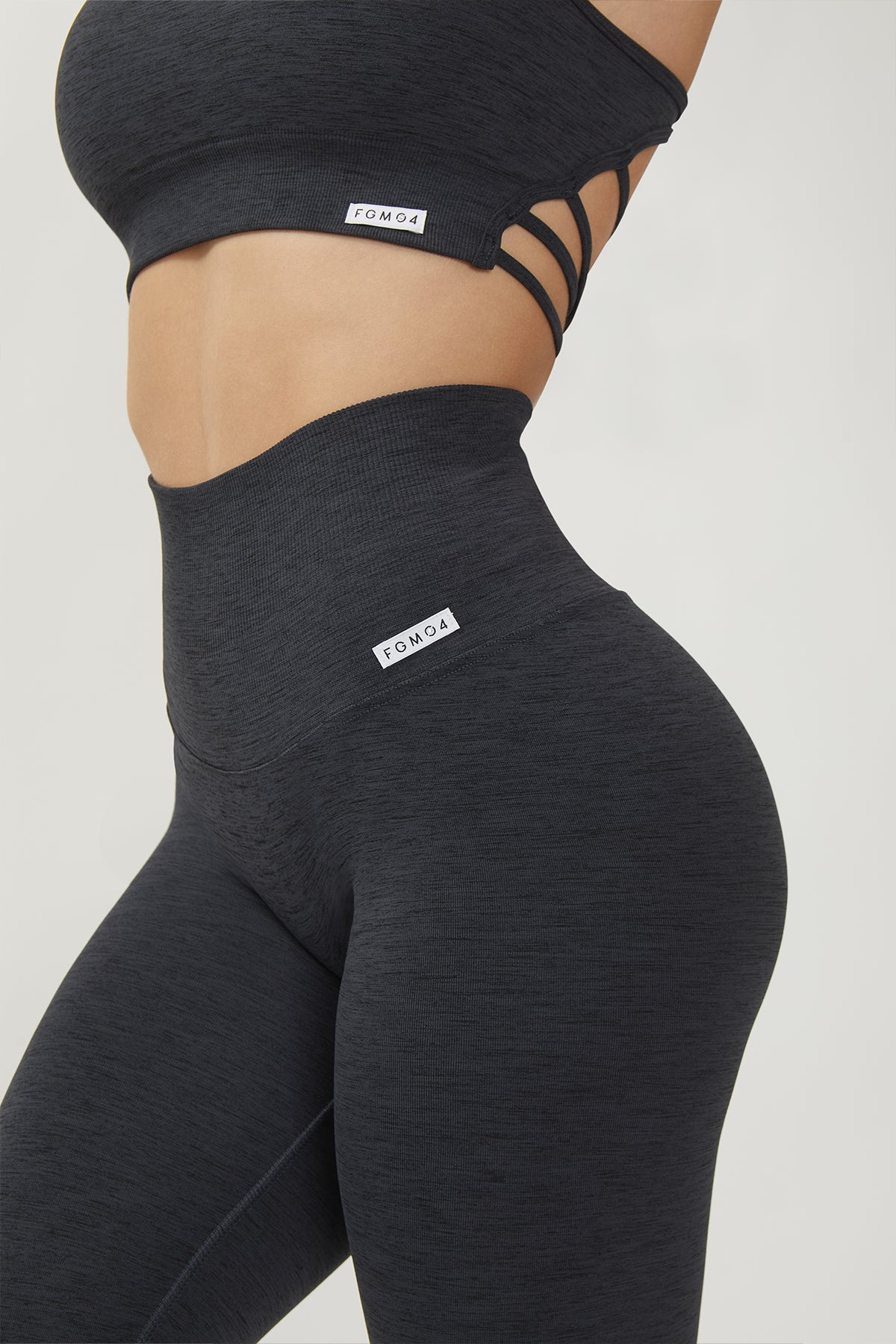 Leggings sportivi con tecnologia FIR push up con arricciatura mélange Pulsar Antracite - FGM04 - LEGGINGS ANTICELLULITE - fgm04