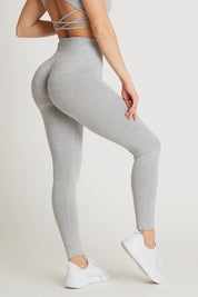 Leggings sportivi con tecnologia FIR push up con arricciatura mélange Pulsar Grigio - FGM04 - LEGGINGS ANTICELLULITE - fgm04