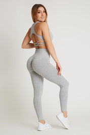 Leggings sportivi con tecnologia FIR push up con arricciatura mélange Pulsar Grigio - FGM04 - LEGGINGS ANTICELLULITE - fgm04