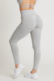Leggings sportivi con tecnologia FIR push up con arricciatura mélange Pulsar Grigio - FGM04 - LEGGINGS ANTICELLULITE - fgm04