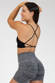 Top sportivo con spalline sottili incrociato a schiena scoperta Angel Nero - FGM04 - Maglie e Top - fgm04