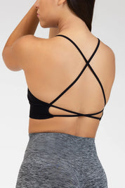 Top sportivo con spalline sottili incrociato a schiena scoperta Angel Nero - FGM04 - Maglie e Top - fgm04