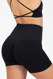 Shorts sportivi con tecnologia FIR push up con arricciatura All - Up Nero - FGM04 - LEGGINGS ANTICELLULITE - fgm04