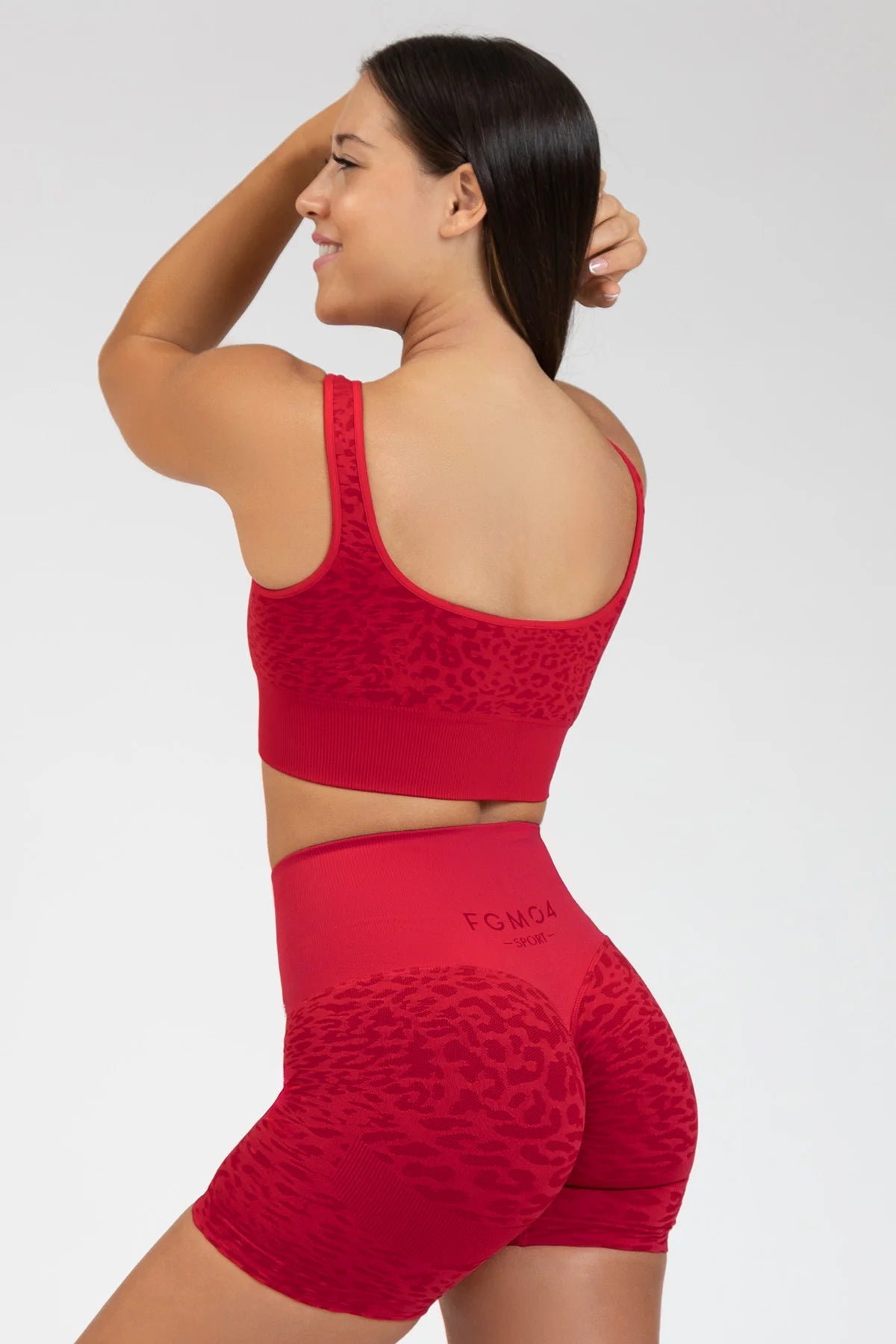 Top sportivo con spalline larghe Jungle Leopardo Rosso Taglia Unica - FGM04 - Maglie e Top - fgm04