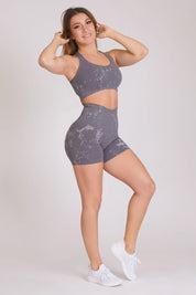 Leggings sportivi con tecnologia FIR push up con arricciatura Marmo Grigio - FGM04 - LEGGINGS ANTICELLULITE - fgm04
