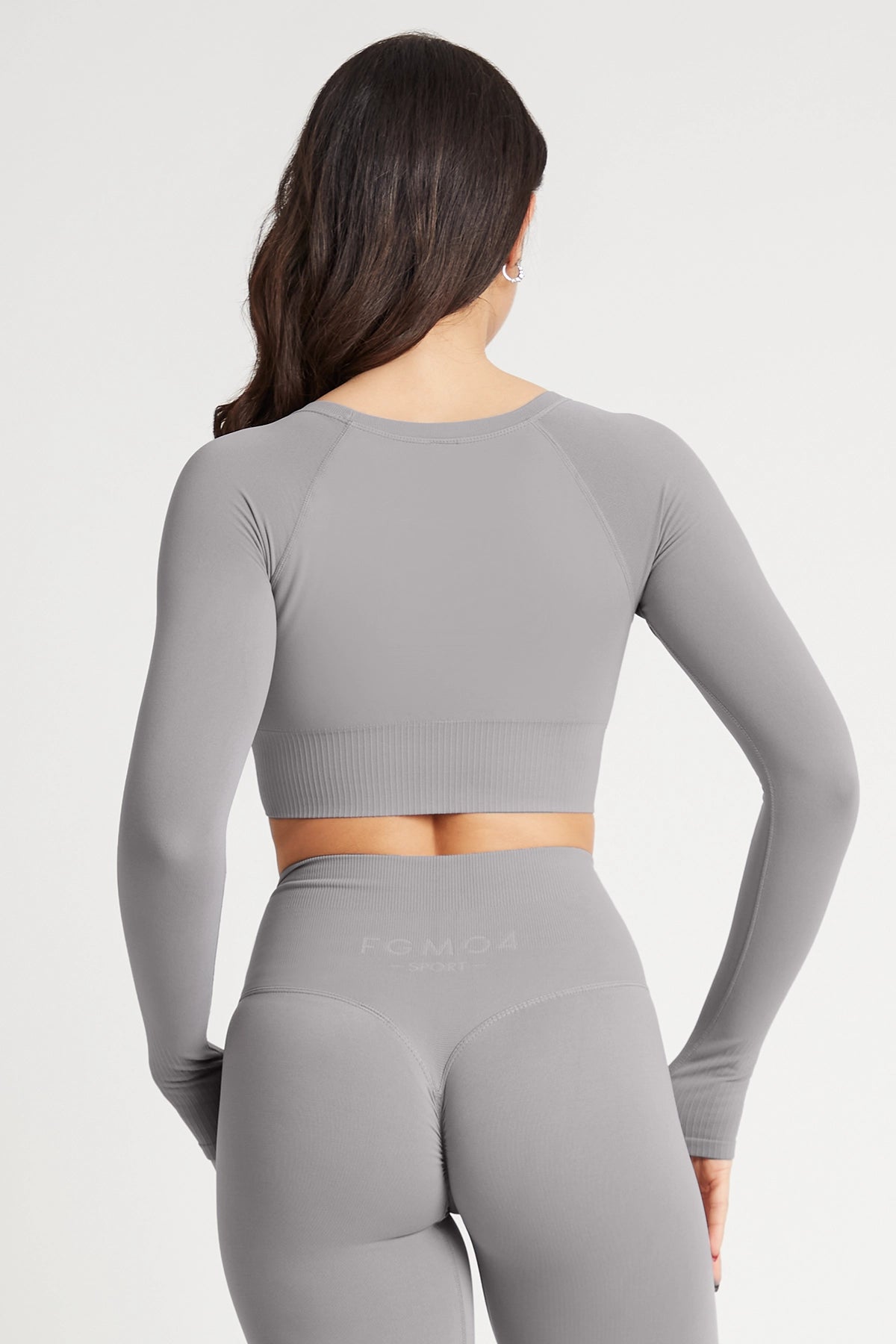 Maglia sportiva cropped seamless con maniche lunghe Bolero Gym Fashion Grigio Silver - FGM04 - Maglie e Top - fgm04