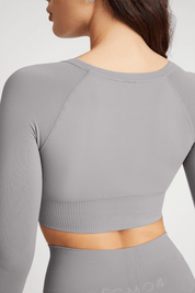 Maglia sportiva cropped seamless con maniche lunghe Bolero Gym Fashion Grigio Silver - FGM04 - Maglie e Top - fgm04