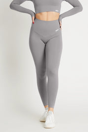 Leggings sportivi con tecnologia FIR push up con arricciatura Gym Fashion Grigio Silver - FGM04 - LEGGINGS ANTICELLULITE - fgm04