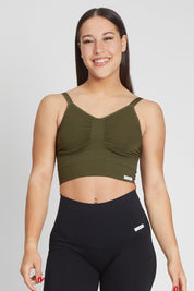 Top sportivo con spalline sottili Adele 2.0 Verde Militare - FGM04 - Maglie e Top - fgm04