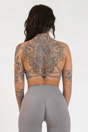 Top sportivo con spalline sottili incrociato a schiena scoperta Angel Grigio Satellite - FGM04 - Maglie e Top - fgm04