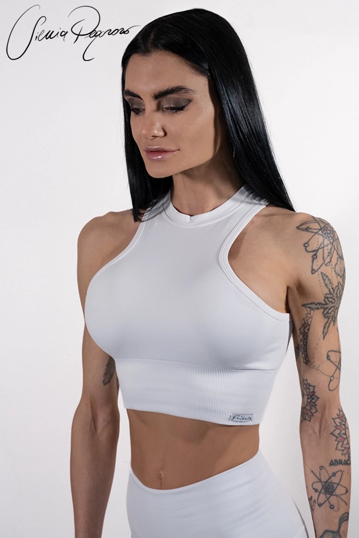 Top sportivo con scollo all’americana Electra Selenite Bianco - FGM04 - Maglie e Top - fgm04