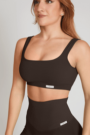 Top sportivo con spalline larghe a costine Calipso Caffè Costine - FGM04 - Maglie e Top - fgm04