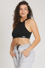 Top sportivo con schiena scoperta scollo all’americana Olimpia Nero - FGM04 - Maglie e Top - fgm04