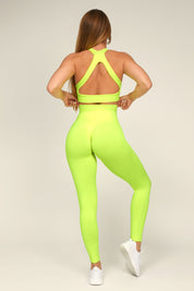 Leggings sportivi con tecnologia FIR push up con arricciatura All - Up Giallo Fluo - FGM04 - LEGGINGS ANTICELLULITE - fgm04