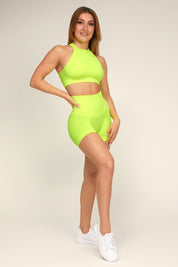 Shorts sportivi con tecnologia FIR push up con arricciatura All - Up Giallo Fluo - FGM04 - OFFERTE SPECIALI - fgm04