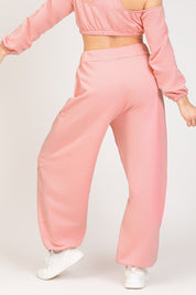 Pantaloni della tuta sportivi donna in cotone baggy Pantalone Jogger Oversize Jasmine Donna Rosa Chiaro - FGM04 - Linea Ikonic - fgm04
