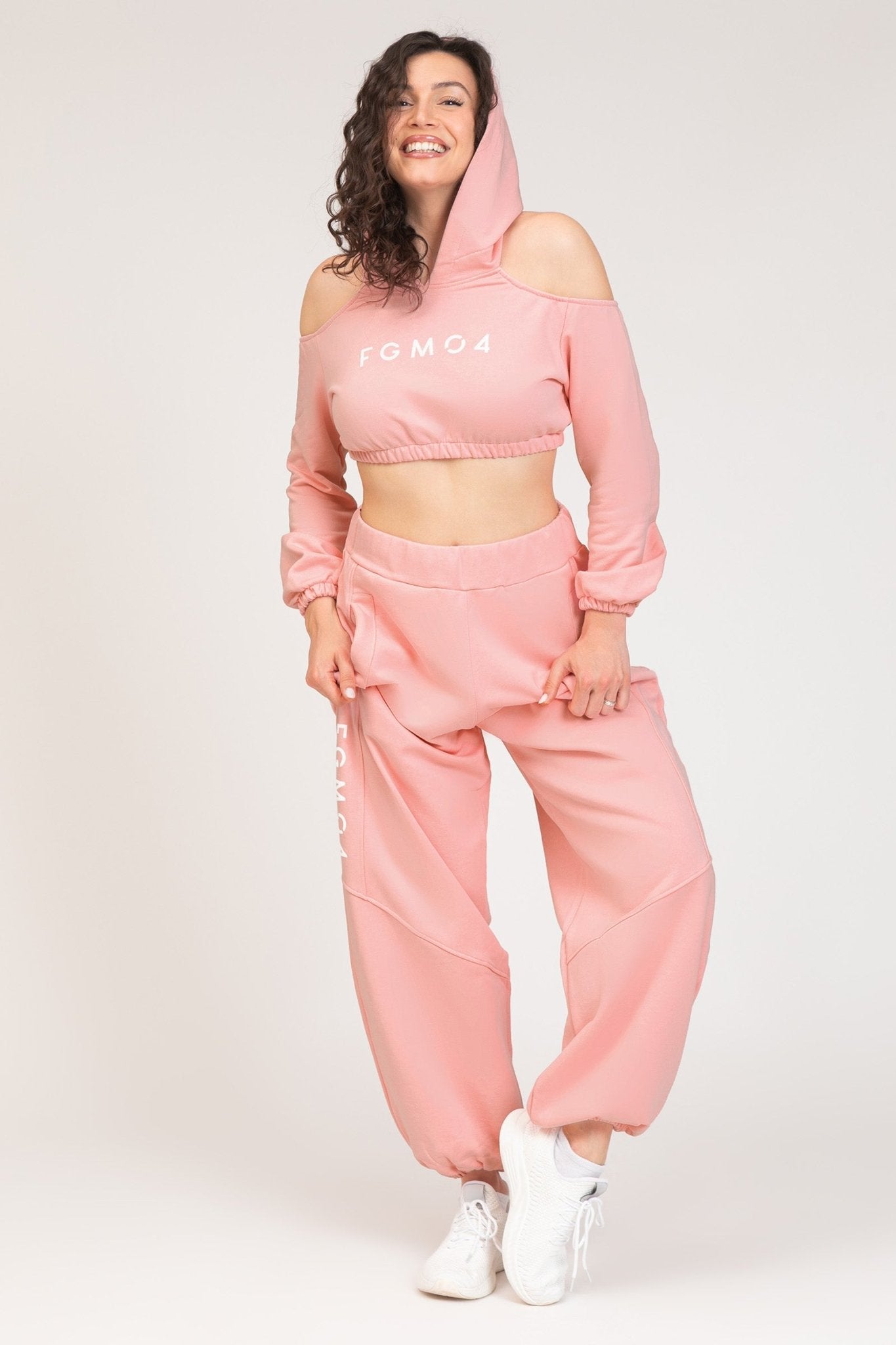 Pantaloni della tuta sportivi donna in cotone baggy Pantalone Jogger Oversize Jasmine Donna Rosa Chiaro - FGM04 - Linea Ikonic - fgm04
