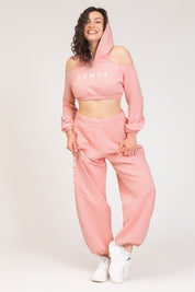 Pantaloni della tuta sportivi donna in cotone baggy Pantalone Jogger Oversize Jasmine Donna Rosa Chiaro - FGM04 - Linea Ikonic - fgm04