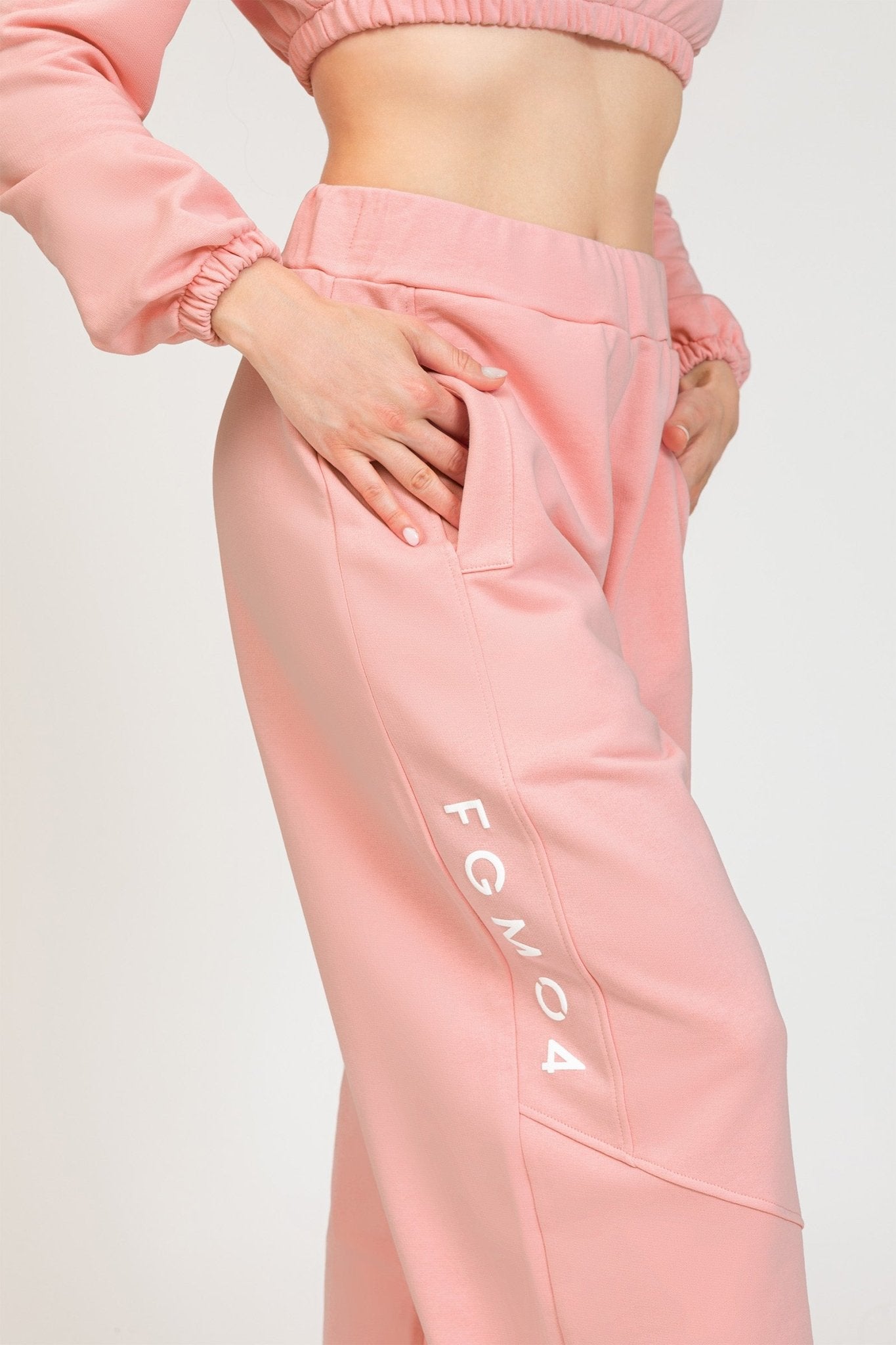 Pantaloni della tuta sportivi donna in cotone baggy Pantalone Jogger Oversize Jasmine Donna Rosa Chiaro - FGM04 - Linea Ikonic - fgm04