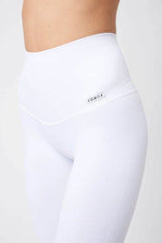Leggings sportivi con tecnologia FIR push up con arricciatura CALIPSO Bianco Costine - FGM04 - LEGGINGS ANTICELLULITE - fgm04
