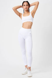 Leggings sportivi con tecnologia FIR push up con arricciatura CALIPSO Bianco Costine - FGM04 - LEGGINGS ANTICELLULITE - fgm04