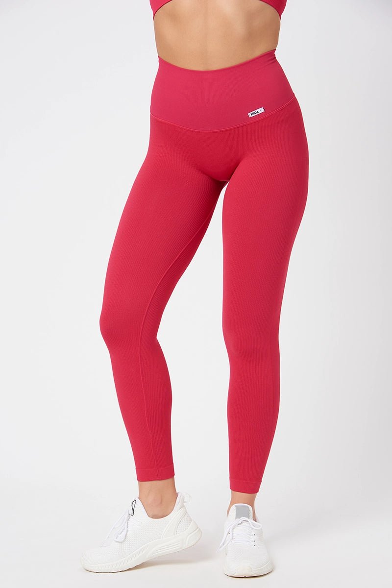 Leggings sportivi con tecnologia FIR push up con arricciatura a costine CALIPSO Magenta Costine - FGM04 - LEGGINGS ANTICELLULITE - fgm04