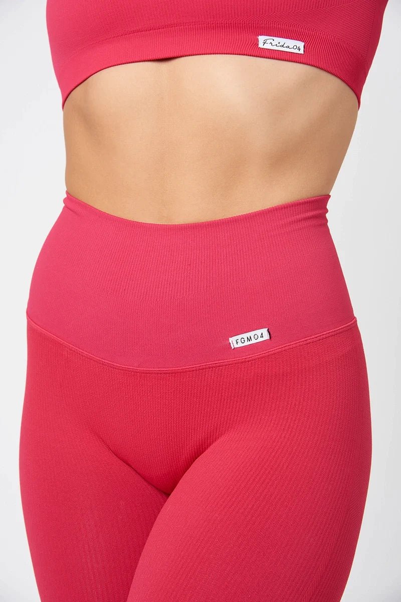 Leggings sportivi con tecnologia FIR push up con arricciatura a costine CALIPSO Magenta Costine - FGM04 - LEGGINGS ANTICELLULITE - fgm04