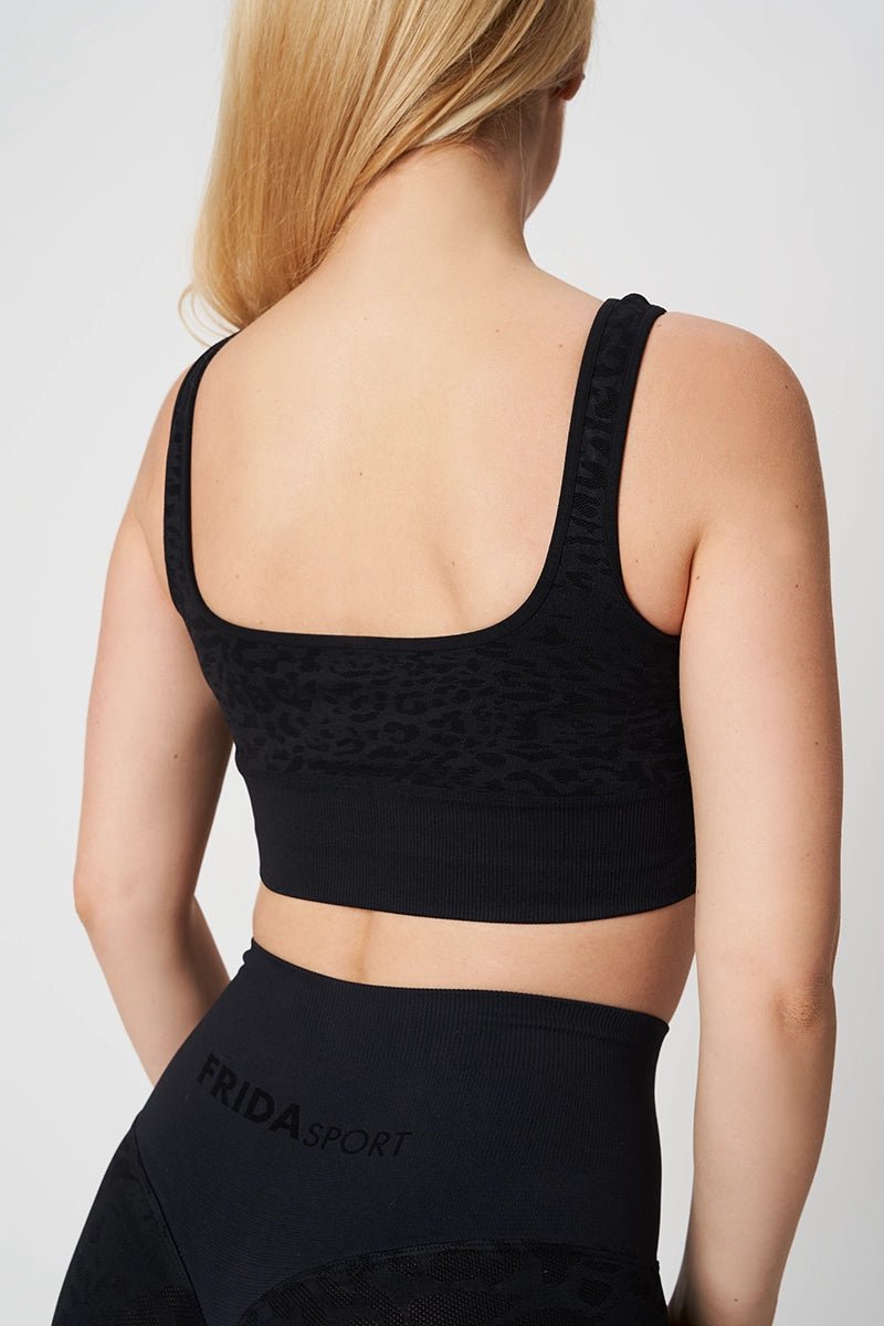 Top sportivo con spalline larghe Jungle Leopardo Nero Taglia Unica - FGM04 - Maglie e Top - fgm04