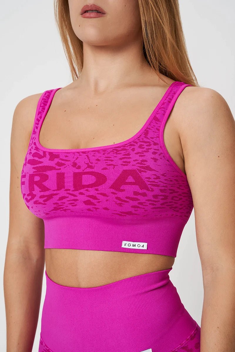 Top sportivo con spalline larghe Jungle Leopardo Fuxia Taglia Unica - FGM04 - Maglie e Top - fgm04