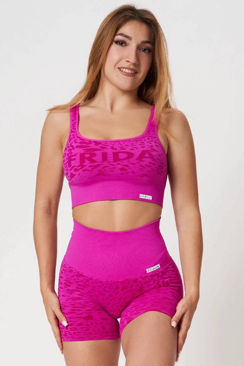 Top sportivo con spalline larghe Jungle Leopardo Fuxia Taglia Unica - FGM04 - Maglie e Top - fgm04