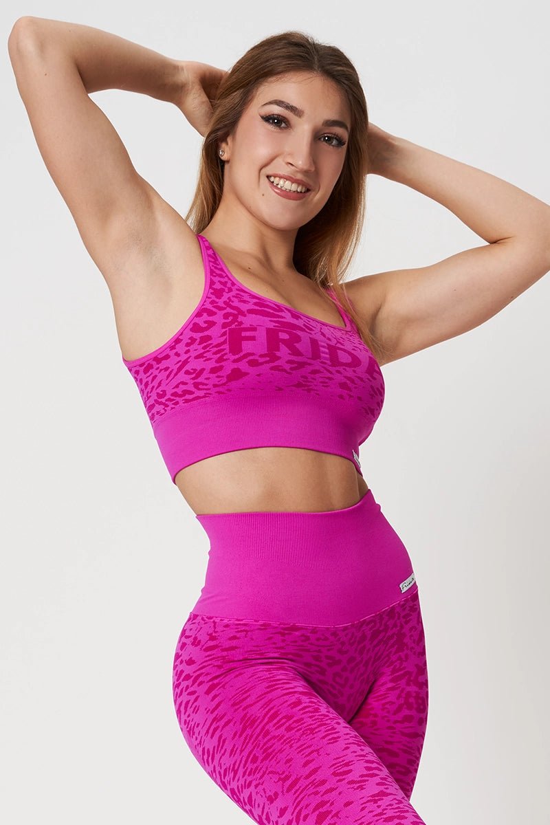 Top sportivo con spalline larghe Jungle Leopardo Fuxia Taglia Unica - FGM04 - Maglie e Top - fgm04