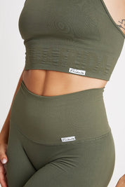 Top sportivo con spalline sottili incrociato a schiena scoperta Monogram Verde Militare - FGM04 - Maglie e Top - fgm04