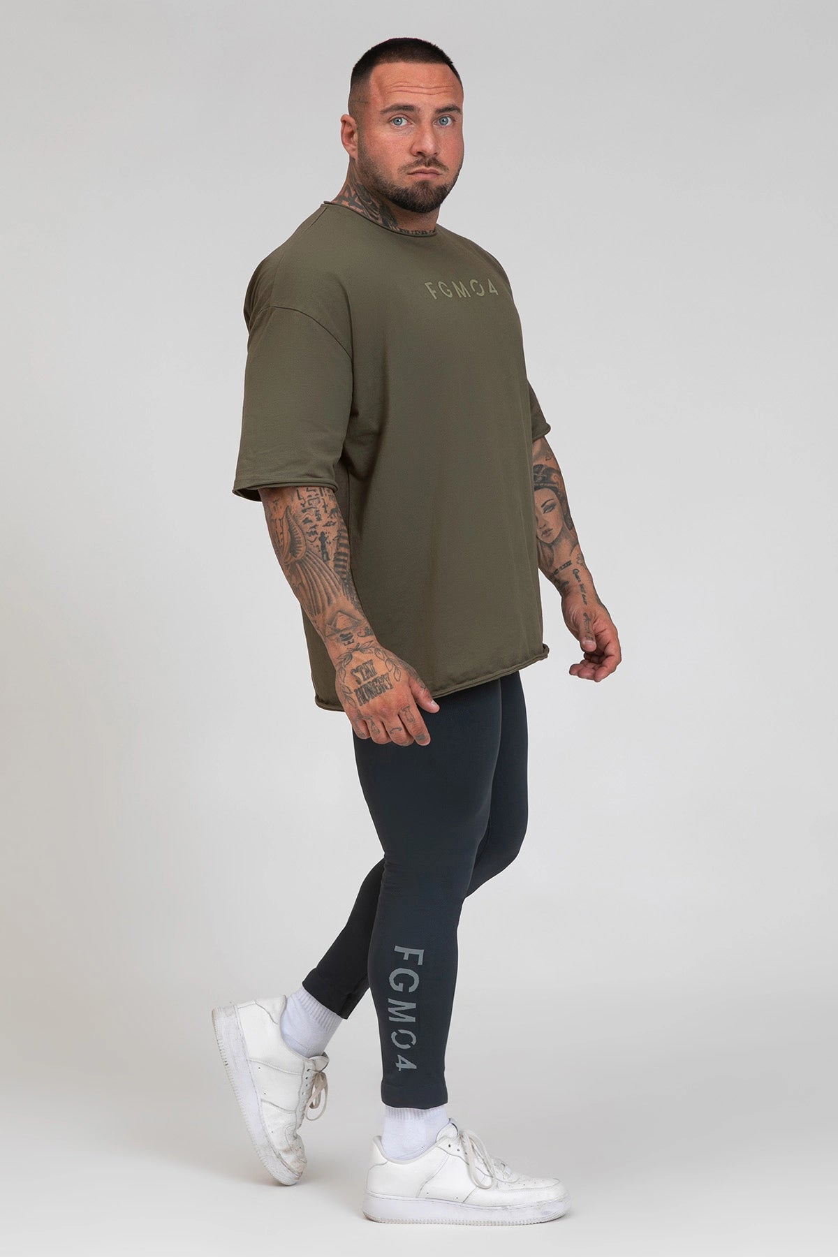 Maglia sportiva t-shirt in cotone oversize unisex WorkOut Extra Large Uomo Verde Militare - FGM04 - Linea Ikonic Uomo - fgm04