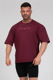 Maglia sportiva t-shirt in cotone oversize unisex WorkOut Extra Large Uomo Borgogna - FGM04 - Linea Ikonic Uomo - fgm04
