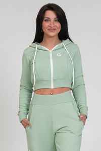 Sudadera corta con capucha verde menta Ikonic SS 24
