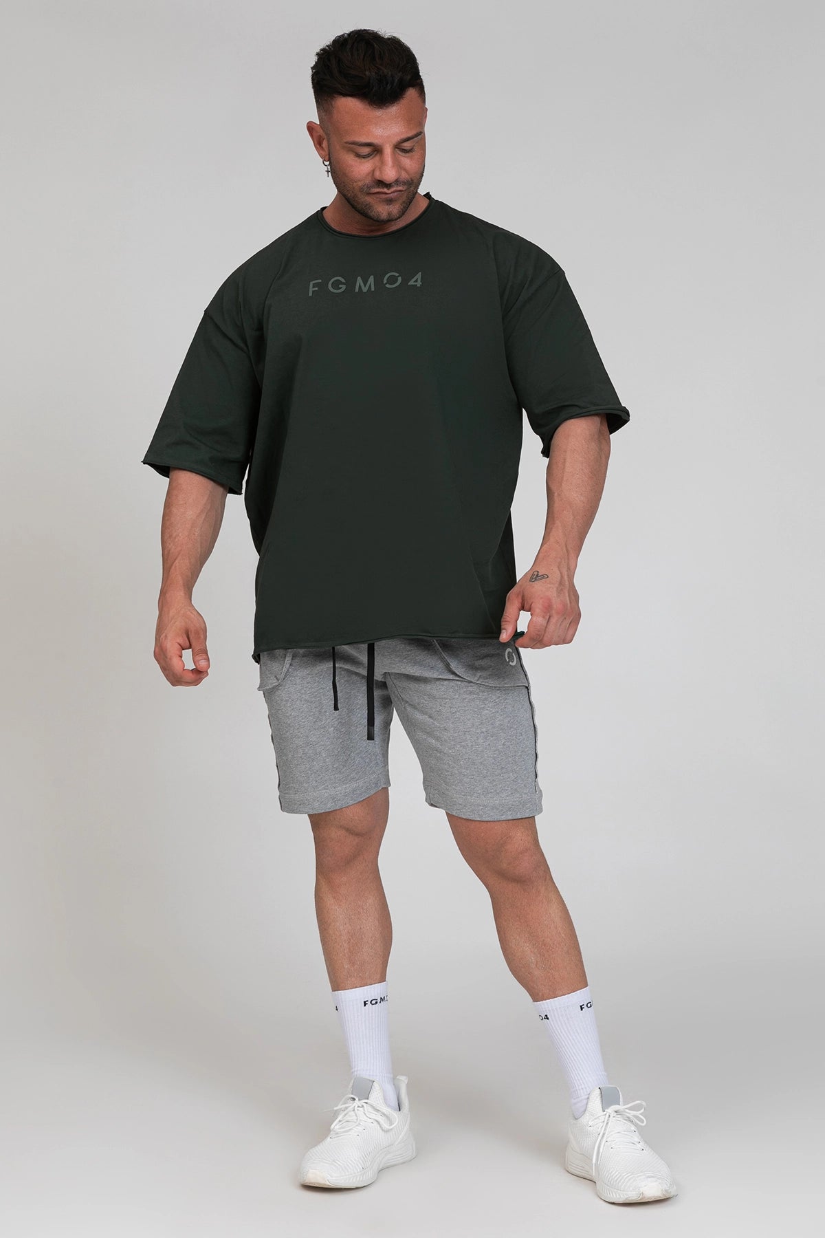 Maglia sportiva t-shirt in cotone oversize unisex WorkOut Extra Large Uomo Verde Pino - FGM04 - Linea Ikonic Uomo - fgm04
