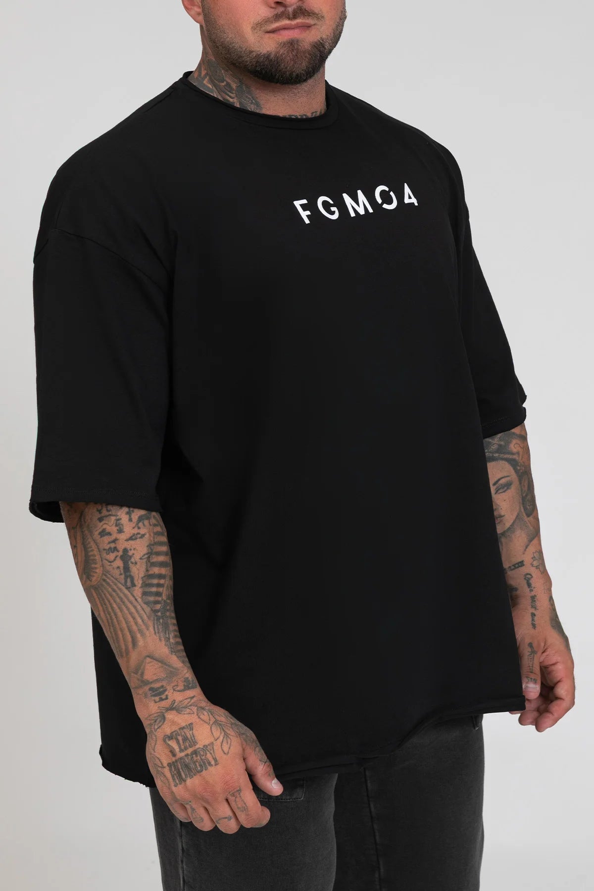 Maglia sportiva t-shirt in cotone oversize unisex WorkOut Extra Large Uomo Nero - FGM04 - Linea Ikonic Uomo - fgm04
