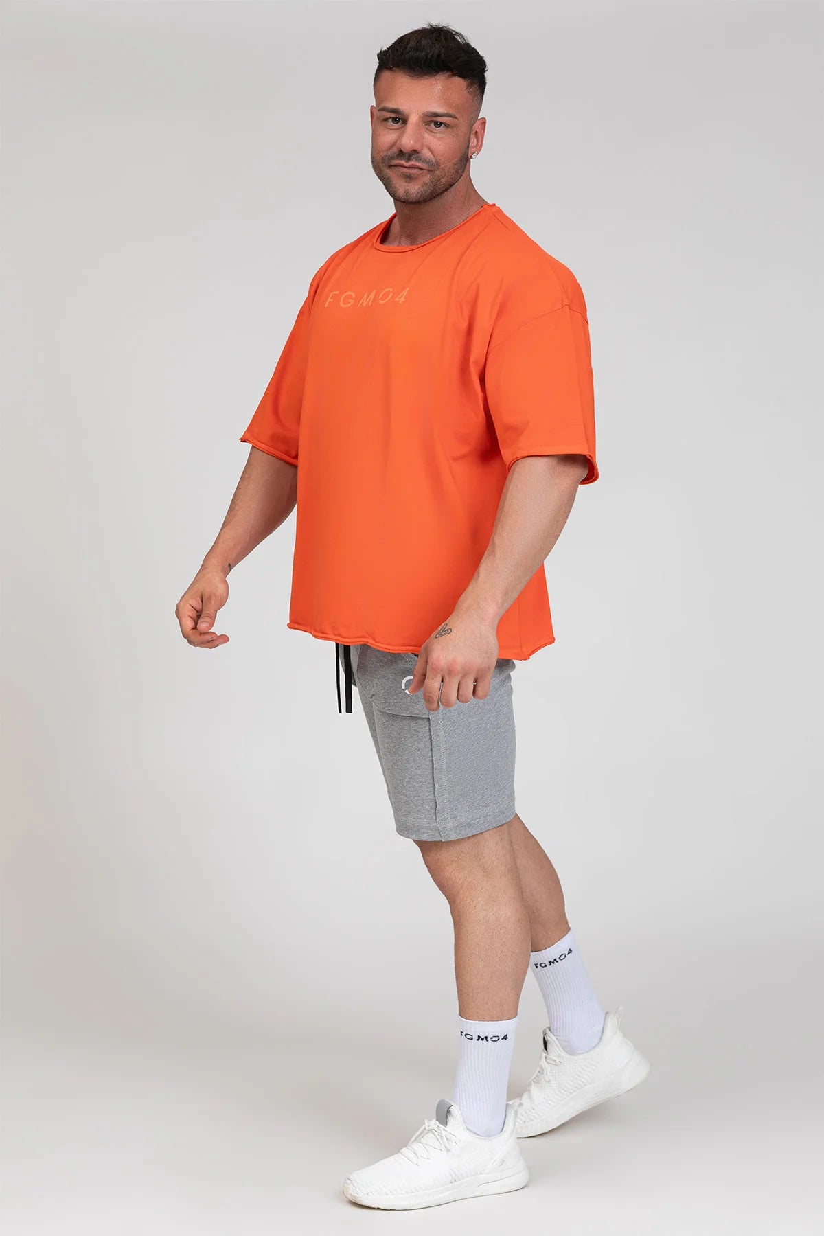 Maglia sportiva t-shirt in cotone oversize unisex WorkOut Extra Large Arancio Mandarino Uomo - FGM04 - Linea Ikonic Uomo - fgm04