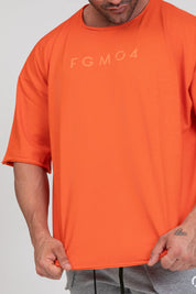 Maglia sportiva t-shirt in cotone oversize unisex WorkOut Extra Large Arancio Mandarino Uomo - FGM04 - Linea Ikonic Uomo - fgm04