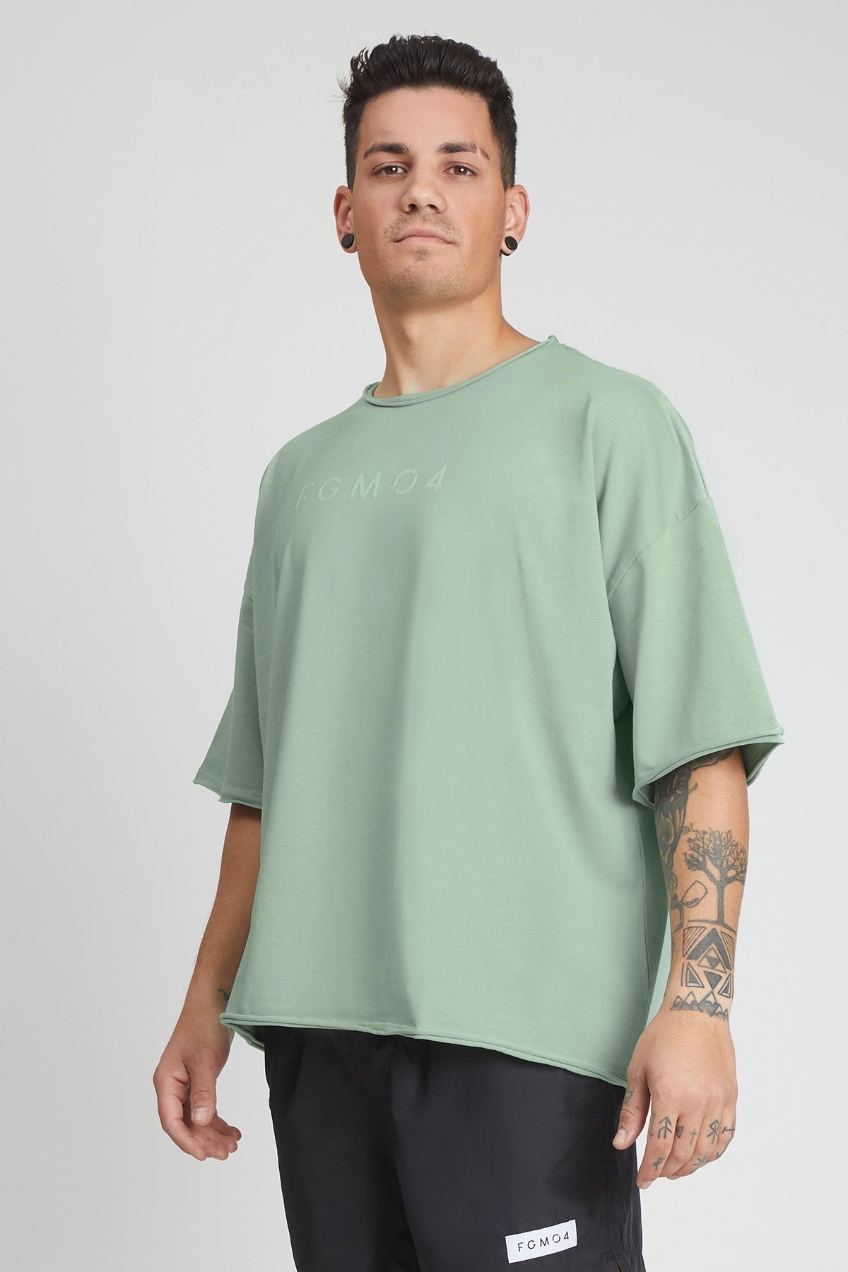 Maglia sportiva t-shirt in cotone oversize unisex WorkOut Extra Large Verde Menta Uomo - FGM04 - Linea Ikonic Uomo - fgm04
