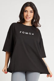 Maglia sportiva t-shirt in cotone oversize unisex WorkOut Extra Large Nero - FGM04 - Linea Ikonic - fgm04
